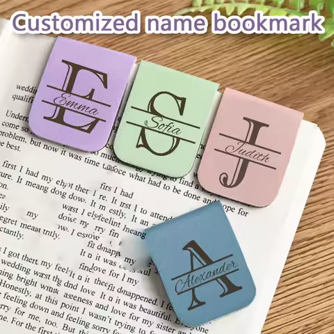 1pc Name Bookmark with letters,Custom Leather letters Bookmark,Personalized Magnetic Bookmark,Book L