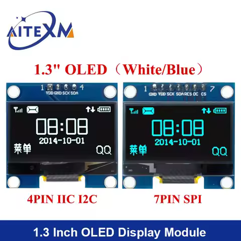 1.3 inch OLED module SPI/IIC I2C Communicate white/blue color 128X64 1.3 inch OLED LCD LED Display M