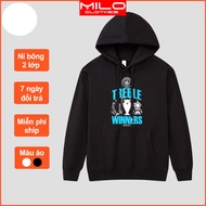 Áo hoodie Manchester City kỉ niệm cú ăn ba lịch sử vải nỉ bông 2 lớp form rộng - Áo khoác có mũ Man 