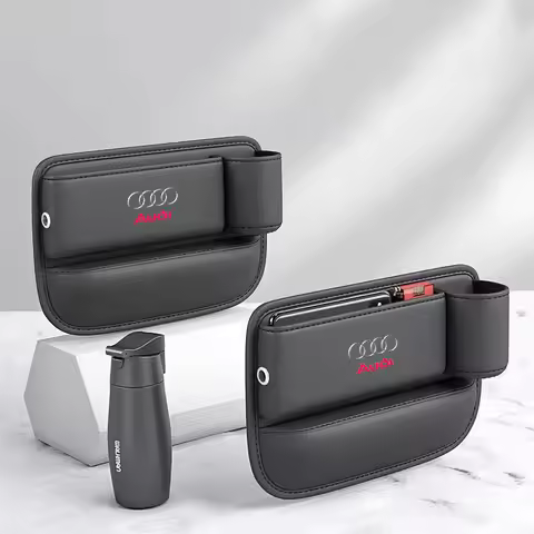 Car Seat Crevice Storage Box Seat Gap Slot with Cup Holder Organizer for Audi A3 A4 A5 A6 A7 A8 Q3 Q