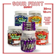 SYB 30Pcs/1Jar Sour Fruit Gummy Blueberry / Cola Soda /Orange Flavored Chewy Minty Sour Mint Candy S