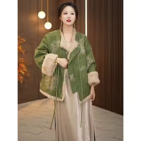 New Chinese-style Double-sided Double-wear Coat Thickened and Warm Popular Elegant Commuting Coat wi