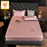 SG Home Mall 3 in 1 Bedsheet Set Smooth Silk  Mattress Protector Fitted Bedsheet Set Super Single/Queen/King