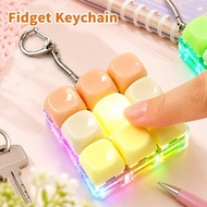 Mechanical Keyboard Keychain Clicky Fidget Toy LED Light Desk Accessory