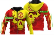 Personalized Manchester United Skull Custom Name 3D Hoodie