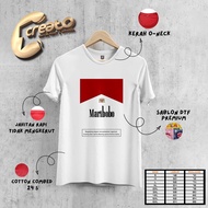 Kaos Distro Putih Marlboro Combed Digital Kerah O-Neck Pola Premium