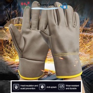 CHAMPIONO Labor Gloves, Wear Resistant Thick Welding Gloves,  Security Protection Cowhide Short Safe