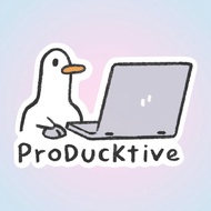 ProDucktive Duck Sticker Cute Funny Notebook Design Glossy Vinyl Decal for Laptop Phone Car