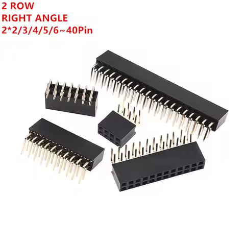 10PCS 2*2/3/4/5/6/8/20/40 PIN Double Row Right Angle FEMALE HEADER 2.54MM PITCH Strip Connector Sock