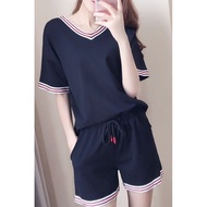 Sports suit women Sports suit for women Sports suit women 2025 Plus Size Women's V-Neck Loose Short-