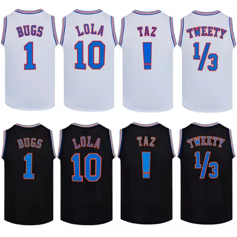 Movie Space Jam BUGS Basketball Jersey Mens Sleeveless Breathable Quick Dry Tops LOLA TWEETY TAZ LOG