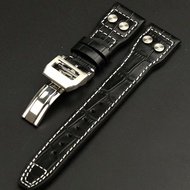 High Quality Genuine Leather Rivets Watchband For IWC Big Pilot Spitfire 22mm TOP GUN Brown Black Co