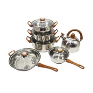 12 Pcs Stainless Steel Stainless Steel Pot Set / Cookware Set / Crops / Frying Pan / Teapot / Milk / Wok Pan