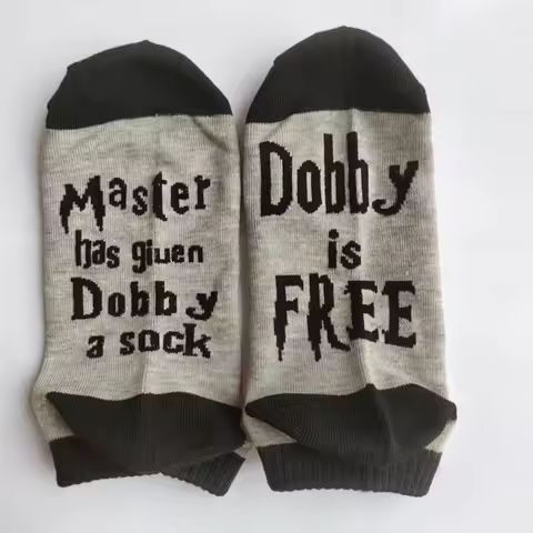 Unisex Novelty Socks Dobby is Free Funny Soft Cotton Casual Print Letter Socks for Women