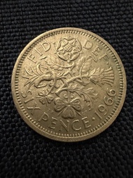 英國🇬🇧1966年6便士硬幣