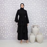Ayra Plain black abaya, luxury abaya, black and white Arabic abaya