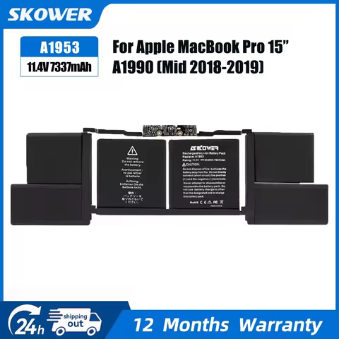 SKOWER A1953 Battery for Apple MacBook Pro 15" A1990 Touchbar 2018 2019 EMC 3215 MC3359 83.6Wh 7337m