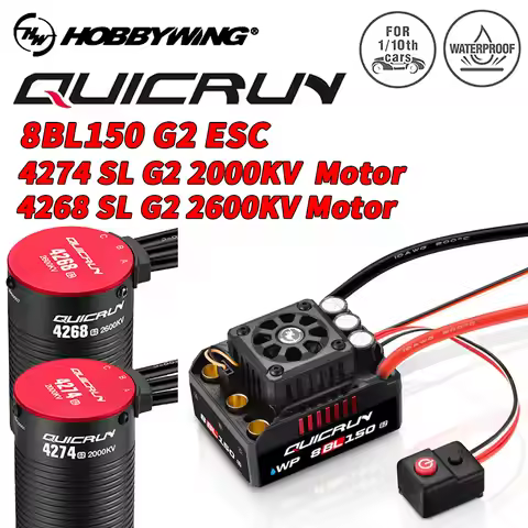 HOBBYWING QuicRun WP 8BL150 G2 150A 4274 2000KV 4268 2600KV Brushless ESC Motor Combo for 1/8 RC Mod