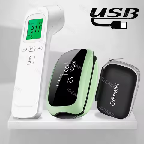 Medcial Forehead Thermometer Fingertip Pulse Oximeter Monitor Blood Oxygen Saturation Meter Pulse Ox