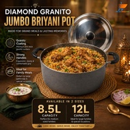 DIAMOND Granito 8.5L 10L Jumbo Biryani Pot with Stainless Steel Lid | Non Stick Cooking Pot