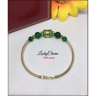 LUCKYCHARM BRACELATE BANGLE (AUTHENTIC JADE For adult) w/h bar US10K 14/20 quality