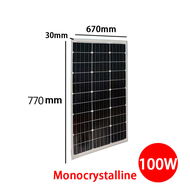 Solar Panel 【100 Watts】Monocrystalline 100W Solar Panels IP67 Waterproof Sun Power Panel With MC4 Co