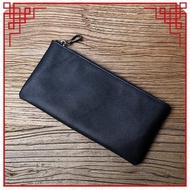 dompet lelaki kulit original beg dompet lelaki Dompet zip panjang kulit lelaki, lapisan pertama cowhide, beg tangan ultra nipis belia, dompet, dompet mudah versi Korea yang bergaya
