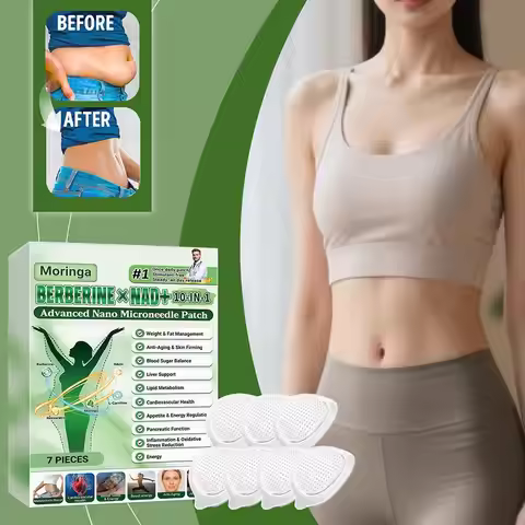 7 Pcs/box 10 In 1 Moringa Nano Microneedle Patch Berberine & NAD+ For Shaping Body Sticker For Women