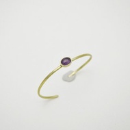 簡單小石系列-紫水晶‧黃銅手環
