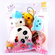 wholesale 5pcs Cake squishy Squeeze Toys Set Mini Soft Squishy squishes slow rising Bread Toys wipes