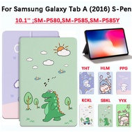For Samsung Galaxy Tab A 10.1 inch (2016) S-Pen SM-P580,SM-P585,SM-P585Y high quality tablet case cute cartoon pattern cover leather sweatproof anti-slip