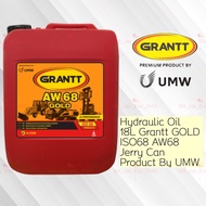 18L GRANTT ISO AW68 GOLD HYDRAULIC OIL JERRY CAN. AW 68 18L ANTI WEAR ISO 68 HYDRAULIC OIL PRODUCT B