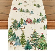 1pc, Christmas Tree Silhouette Christmas Table Runner, Seasonal Winter Kitchen Table Decoration Home