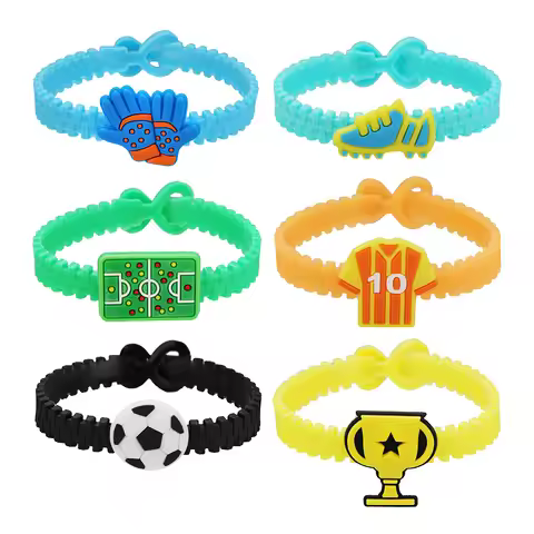 10-30Pcs Cartoon Football Theme Bracelet for Birthday Wedding Football Carnival School Kindergarten 