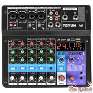 PIN A6 Portable Sound Mixing Console, DJ Sound Controller, Mini Mixer, 6 Channels Soundcard USB Play Record Computer
