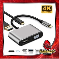 4 in 1 USB Type C to HDMI 4K USB 3.0 Adapter Converter Type C to VGA