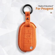 Alcantara Car Key Case Remote Buttons Cover Shell For Peugeot 3008 508 2008 5008 308 Suede Keychain 