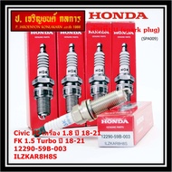 (ราคา/4หัว)***ราคาพิเศษ*** หัวเทียนใหม่แท้ Honda irridium ปลายเข็ม เกลียวยาว สำหรับรถ Civic FC 1.8 ปี18-21 Civic FK 1.5 Turbo ปี18-21  P/N :12290-59B-003 NGK : ILZKAR8H8S(พร้อมจัดส่ง)