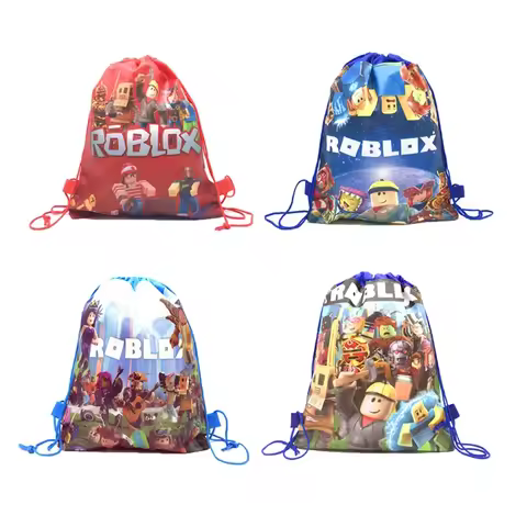 6 PCS Roblox Non Woven Drawstring Bag Roblox Game Party Decorations Kids Birthday Party Baby Bath Su