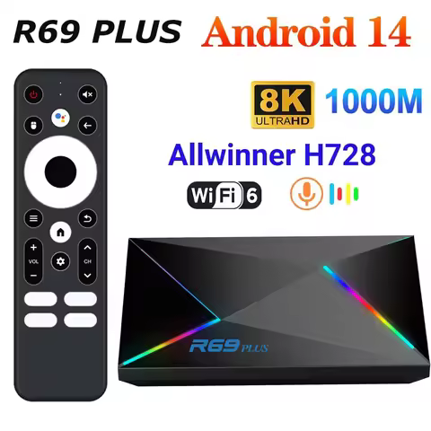 NEW R69 PLUS Android 14 Smart TV BOX 4G 64G 32G Allwinner H728 4K HD BT 1000M LAN Wifi6 Media Player