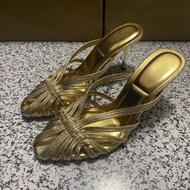 GOLD Hollowed OUT womens high heel shoes sandals 2025 Designer Summer Pointed Toe Stilettos PLUS Siz