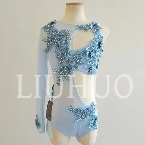 LIUHUO Blue Lyrical Dancing Dress for Performance Color Pole Skirt Factory Customize BD3357