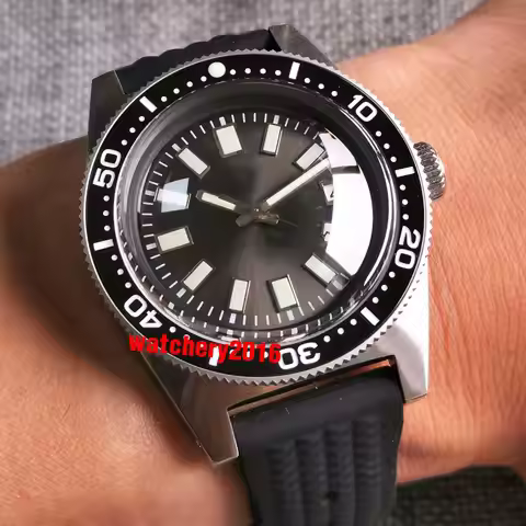 Tandorio Diver 62MAS Automatic Mechanical Mens Watch NH35A Movement Luminous Sunburst Blue Gray Dial