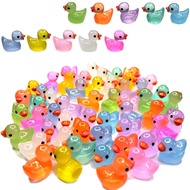 100 Pcs Luminous Mini Resin Ducks Tiny Glow in The Dark Duck Micro Garden Landscape Potted Plants De