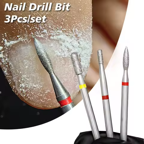 3Pcs Diamond Nail Drill Bit Rotary Electric Milling Cutters For Pedicure Manicure Files Cuticle Remo