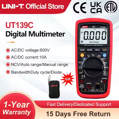 UNI-T UT139C 600V 10A Digital Multimeter 6000 Counts Bandwidth Resistance Capacitor Tester Auto Rang