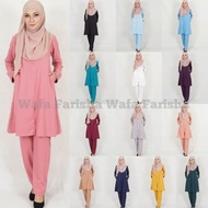 WAFA XXS-10XL ALIYA SET SUIT WARDA WARDAH PLUS SIZE SAIZ BESAR BIG PLAIN SELUAR BAJU BLOUSE TOP LONG SLEEVE MUSLIMAH