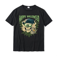 Happy Halloweed Halloween Weed Pot 420 T-Shirt Camisas Design Tshirts For Men Cotton Tops Shirt Cal