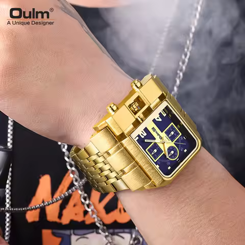 Oulm 3364 Luxury Brand Watch Stainless Steel Male Quartz Clock Auto Date Unique Military Men's Wrist