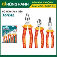 Set of 3 Total THT2K0302 insulated pliers, 8 inch dental pliers, Cr-V steel, insulated up to 1000V, 